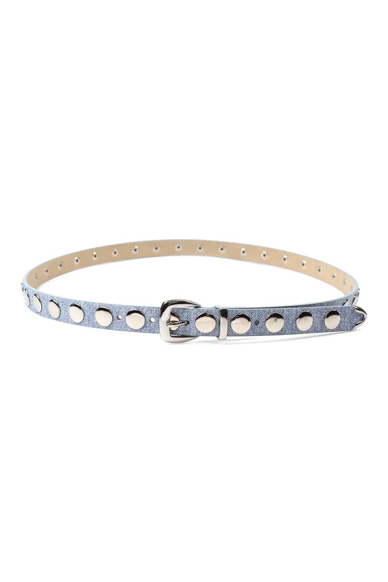 Disc Stud Belt, Main, color, LIGHT DENIM/ SILVER