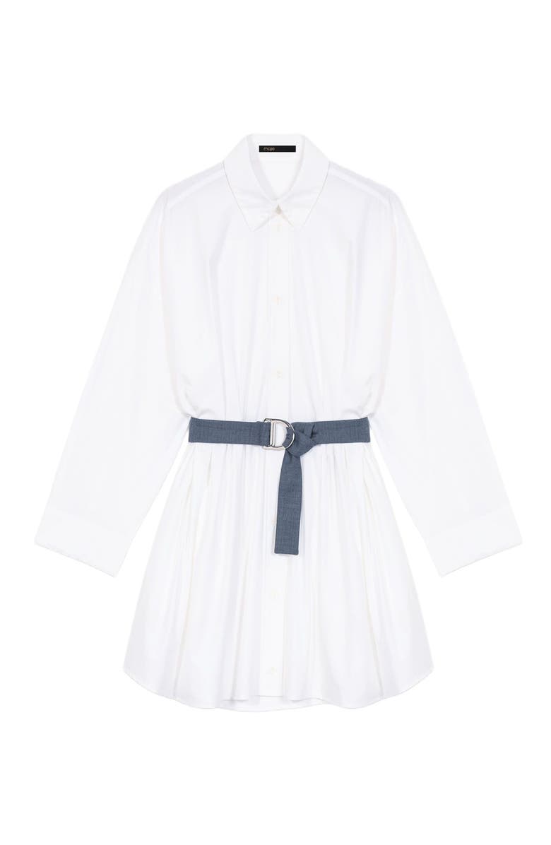 maje Shirt dress with contrast belt, Alternate, color, White