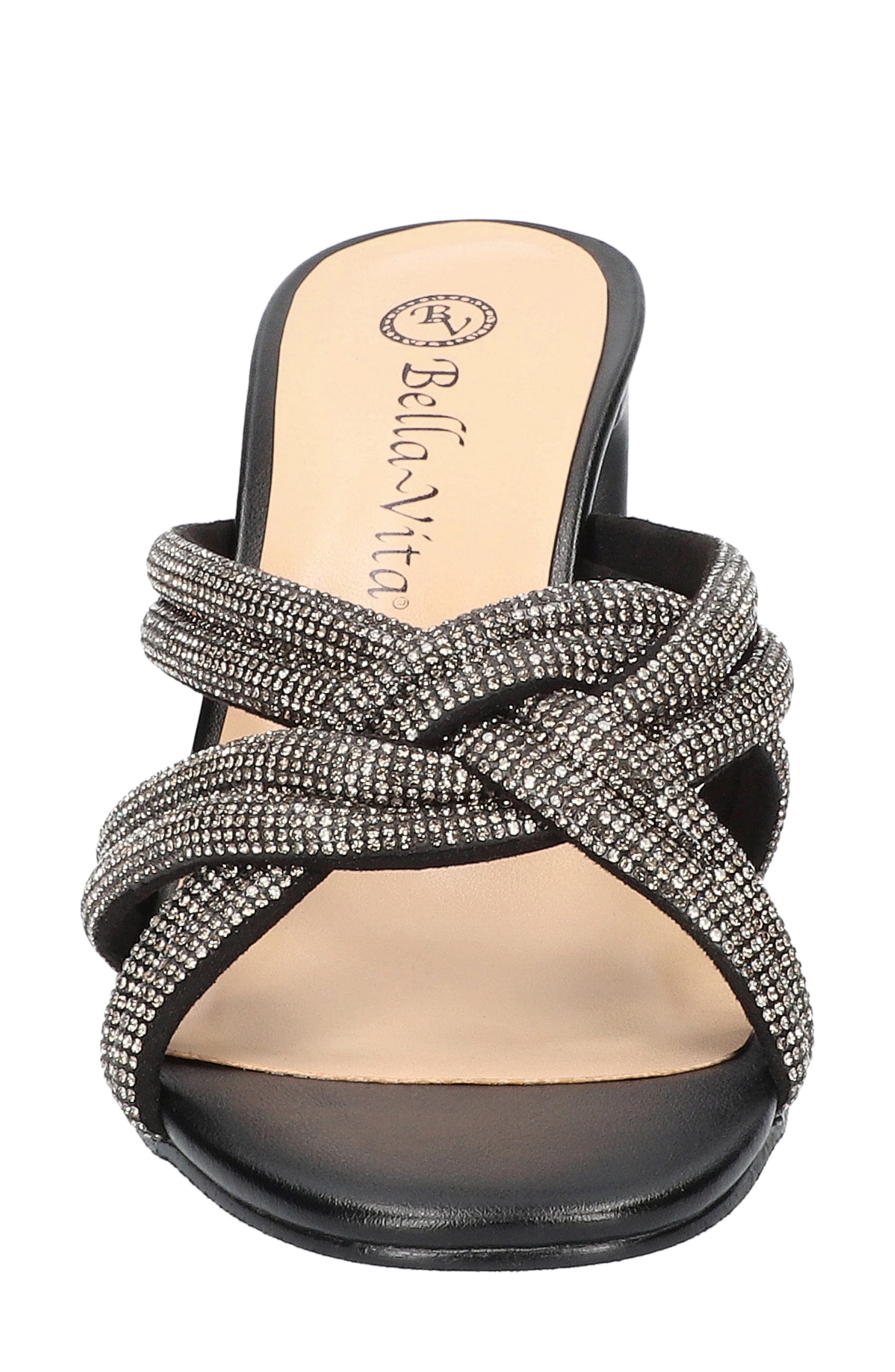 Bella Vita Carmen Crystal Sandal, Alternate, color, Black Suede
