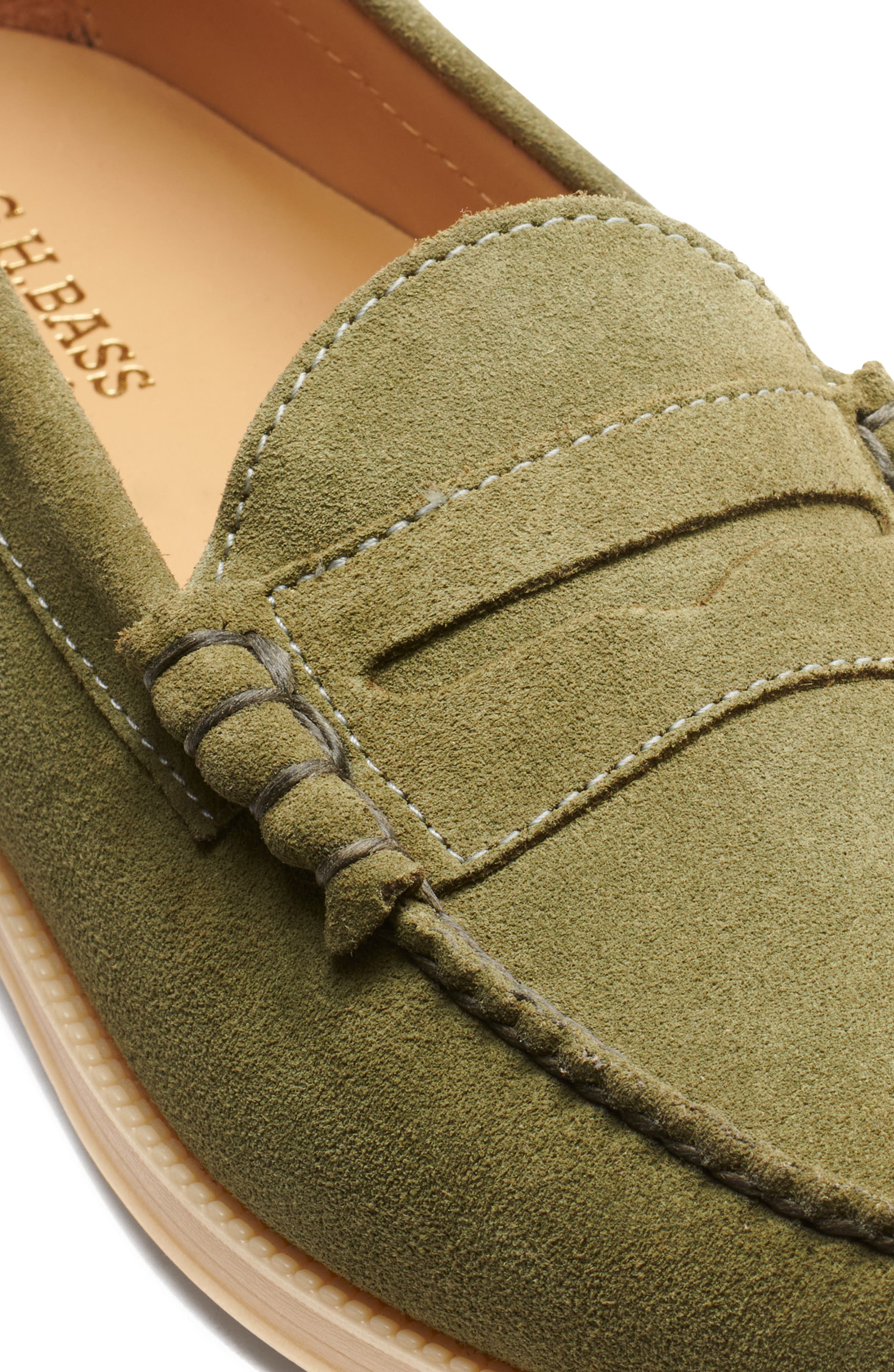 G.H. Bass Larson Buc Weejun Olive Suede Penny Loafers Shoes Men’s 12 NIB NEW GH BASS Larson Easy Suede Weejuns Loafer in Green Suede  main image 4