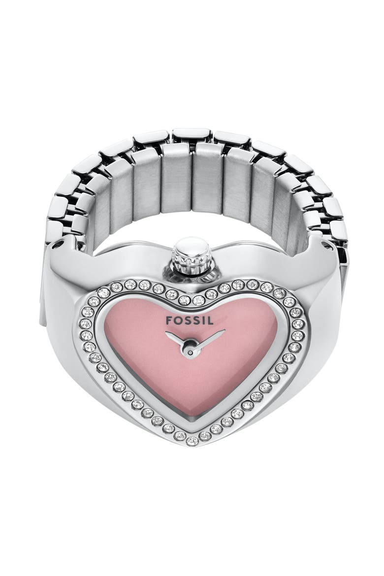Heart Watch Ring, Alternate, color, SILVER