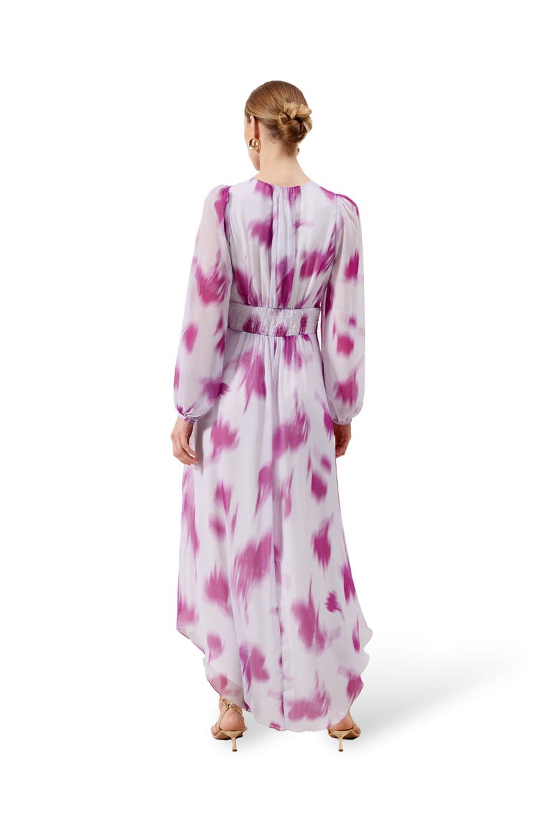 Ro&Zo Anya Blurred Floral Smock Waist Dress, Alternate, color, Pink