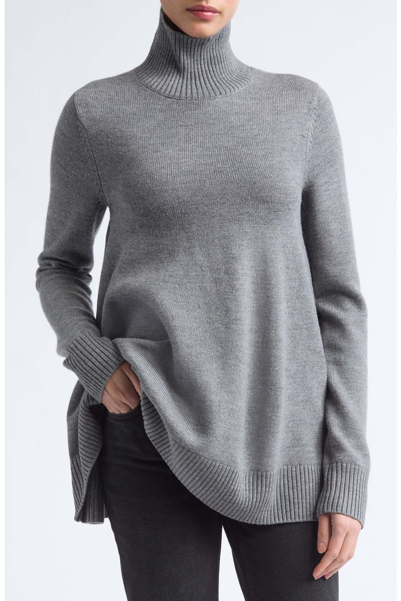 Wool Blend Turtleneck Sweater, Alternate, color, GREY MELANGE