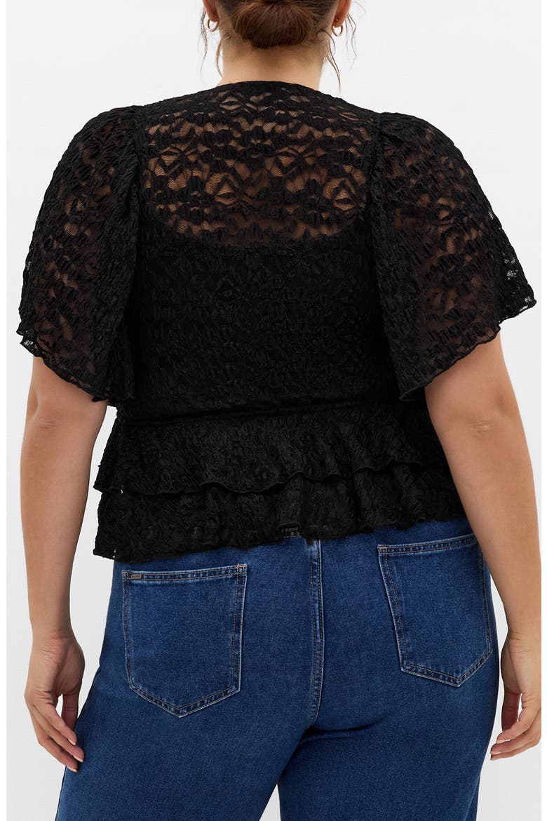 Lily Sheer Lace Crop Top, Alternate, color, BLACK