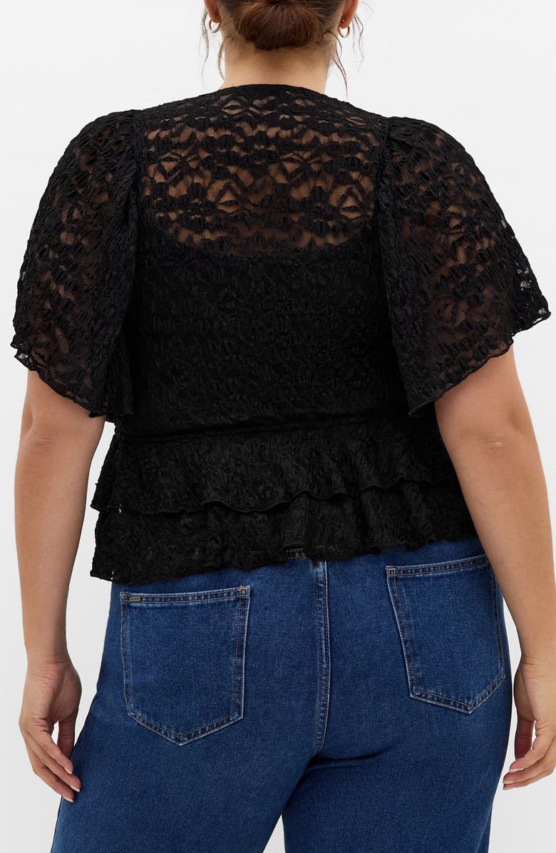 City Chic Lily Sheer Lace Crop Top, Alternate, color, Black