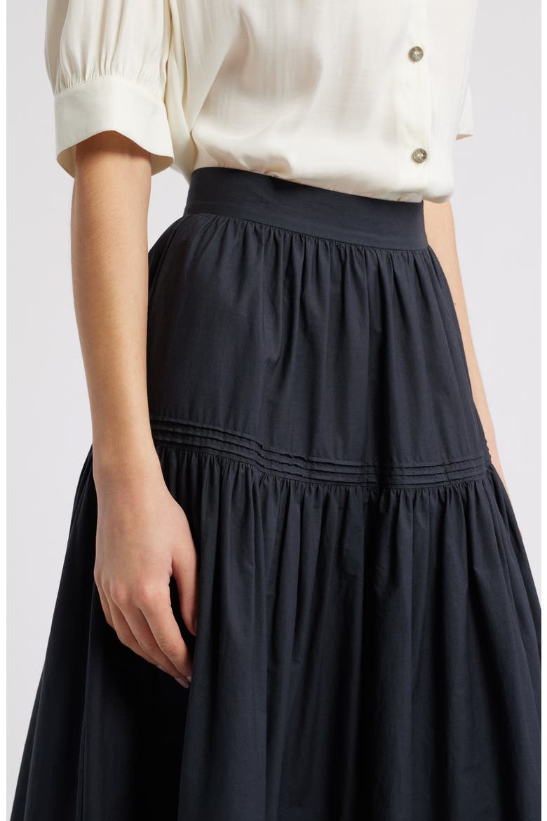 Sebastiane Tiered Organic Cotton Poplin Maxi Skirt, Alternate, color, BLACK
