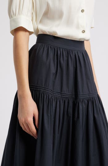 DÔEN Sebastiane Tiered Organic Cotton Poplin Maxi Skirt