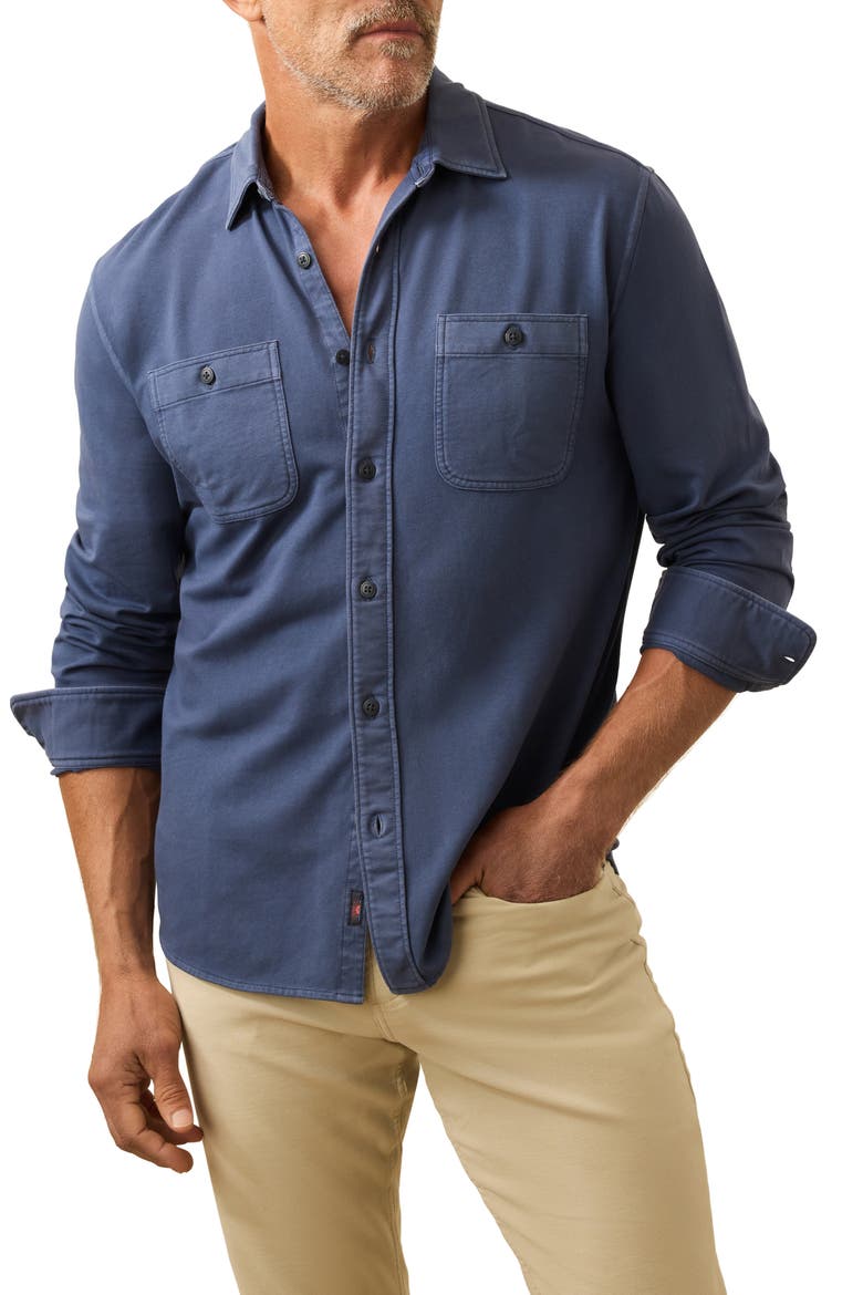 Field Knit Button-Up Shirt, Main, color, BLUE NIGHTS