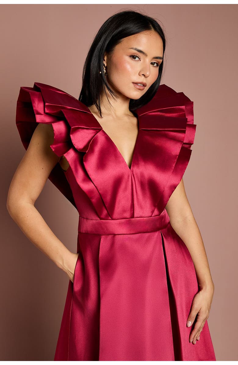 Coast Petite Frill Sleeve Midi Dress, Alternate, color, Red