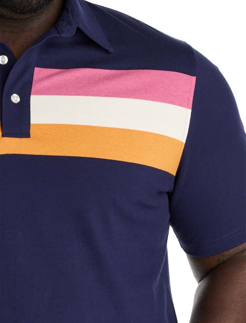 Harbor Bay By Dxl Big & Tall Retro Striped Polo Shirt In Navy