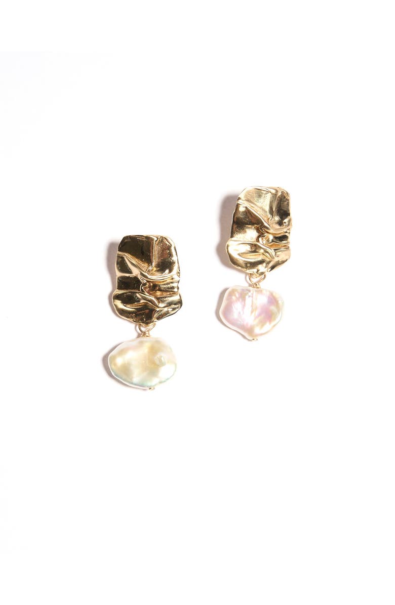 Odette New York Fender with Pearl Earrings, Alternate, color, Brass