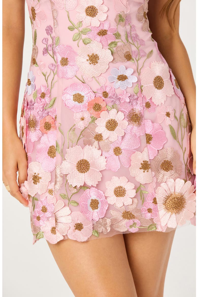 Julissa 3D Floral Appliqué Strapless Minidress, Alternate, color, PINK FLORAL