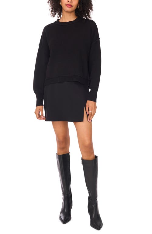 1.state Relaxed Crewneck Sweater In Black