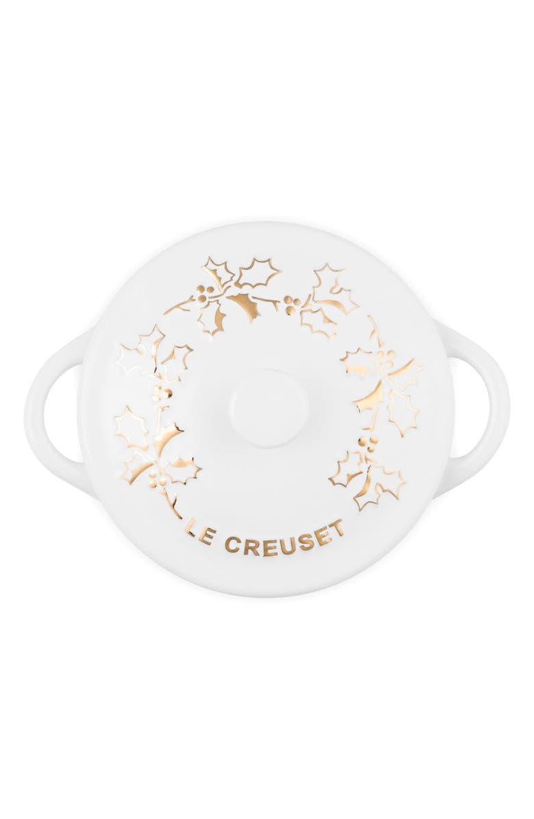 Le Creuset Holly Collection Mini Round Cocotte, Alternate, color, White