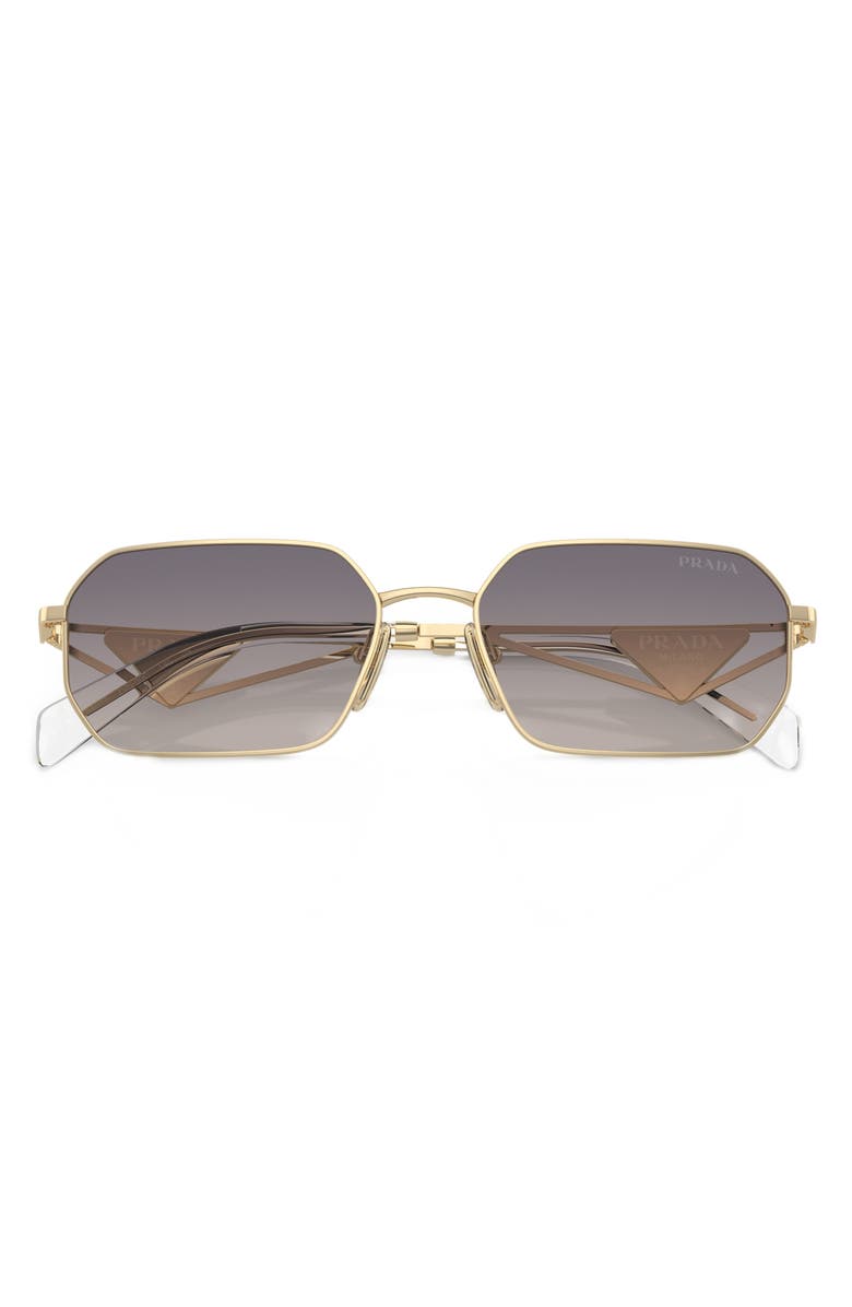 Prada 58mm Rectangular Sunglasses, Main, color, Blue Mirror/ Gold
