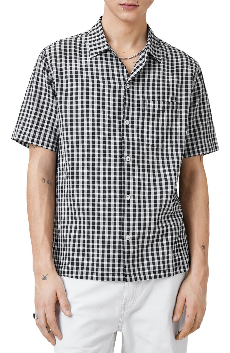 AllSaints Tawney Check Short Sleeve Button-Up Shirt, Main, color, 