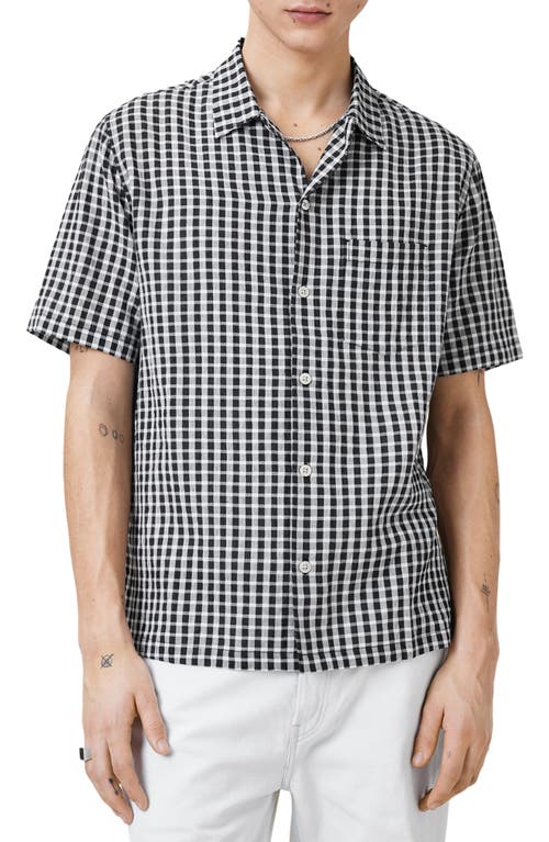 Shop Allsaints Tawney Check Short Sleeve Button-up Shirt In Black