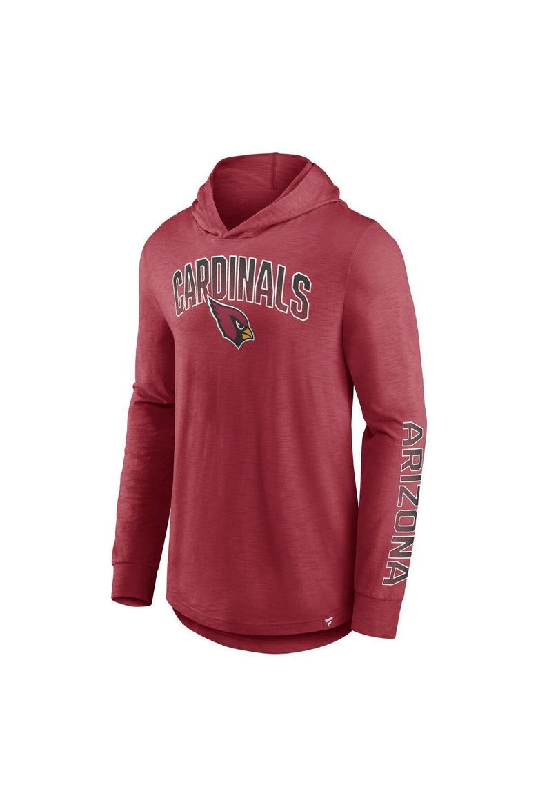 Men's Fanatics Branded Cardinal Arizona Cardinals Front Runner Long Sleeve Hooded T-Shirt, Alternate, color, Cardinal