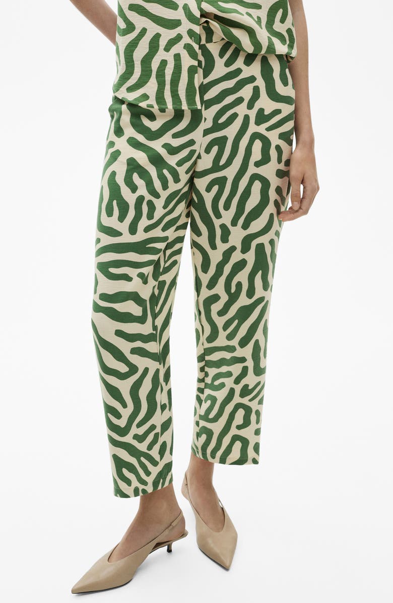 MANGO Print Straight Leg Pants, Main, color, Green