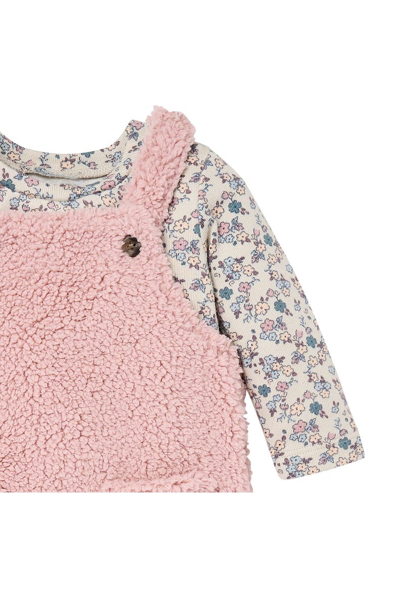 Plush Overall and Long Sleeve Top Set, Alternate, color, Pale Mauve