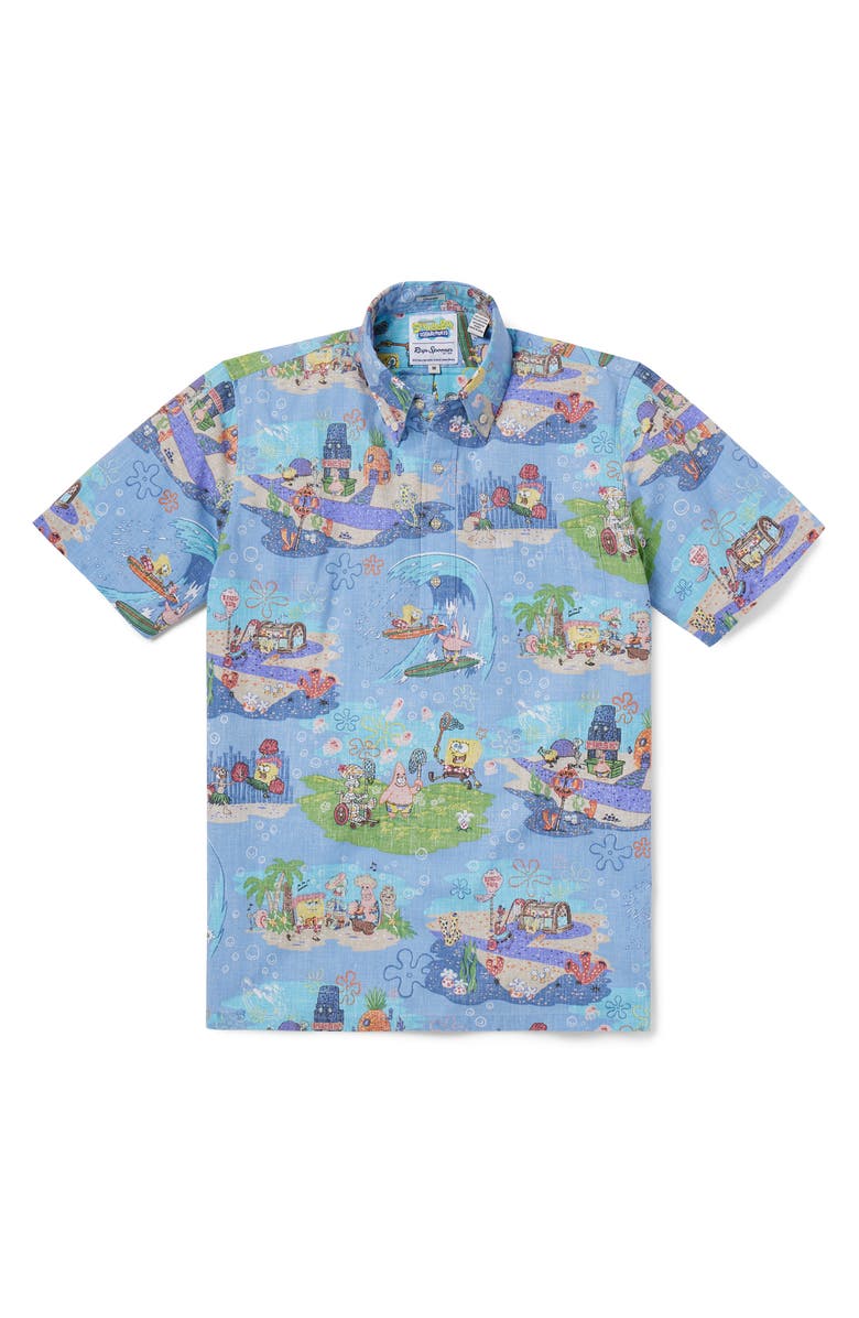 Reyn Spooner Spongebob Aloha Classic Fit Short Sleeve Button-Down Pullover Shirt, Main, color,