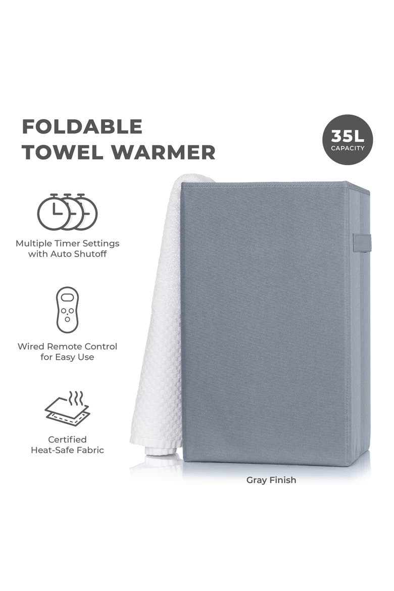 Foldable Towel Warmer - 9.2 Gallon Capacity, Alternate, color, Gray