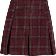 All in Favor Pleated Plaid Flannel Miniskirt
