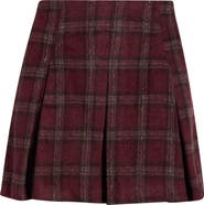 All in Favor Pleated Plaid Flannel Miniskirt