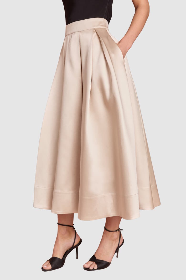High-Waist Full Volume A-Line Skirt, Alternate, color, Champagne