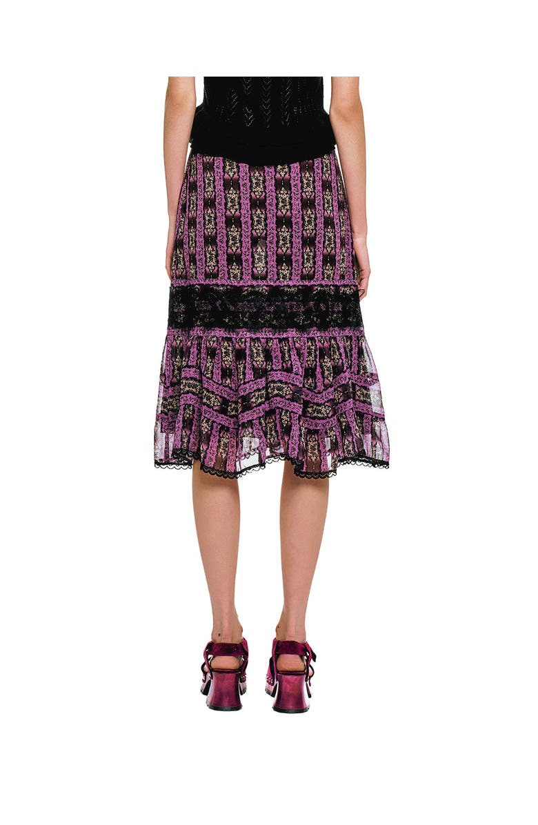 Anna Sui Cameo Stripe Print Midi Skirt, Alternate, color, Orchid