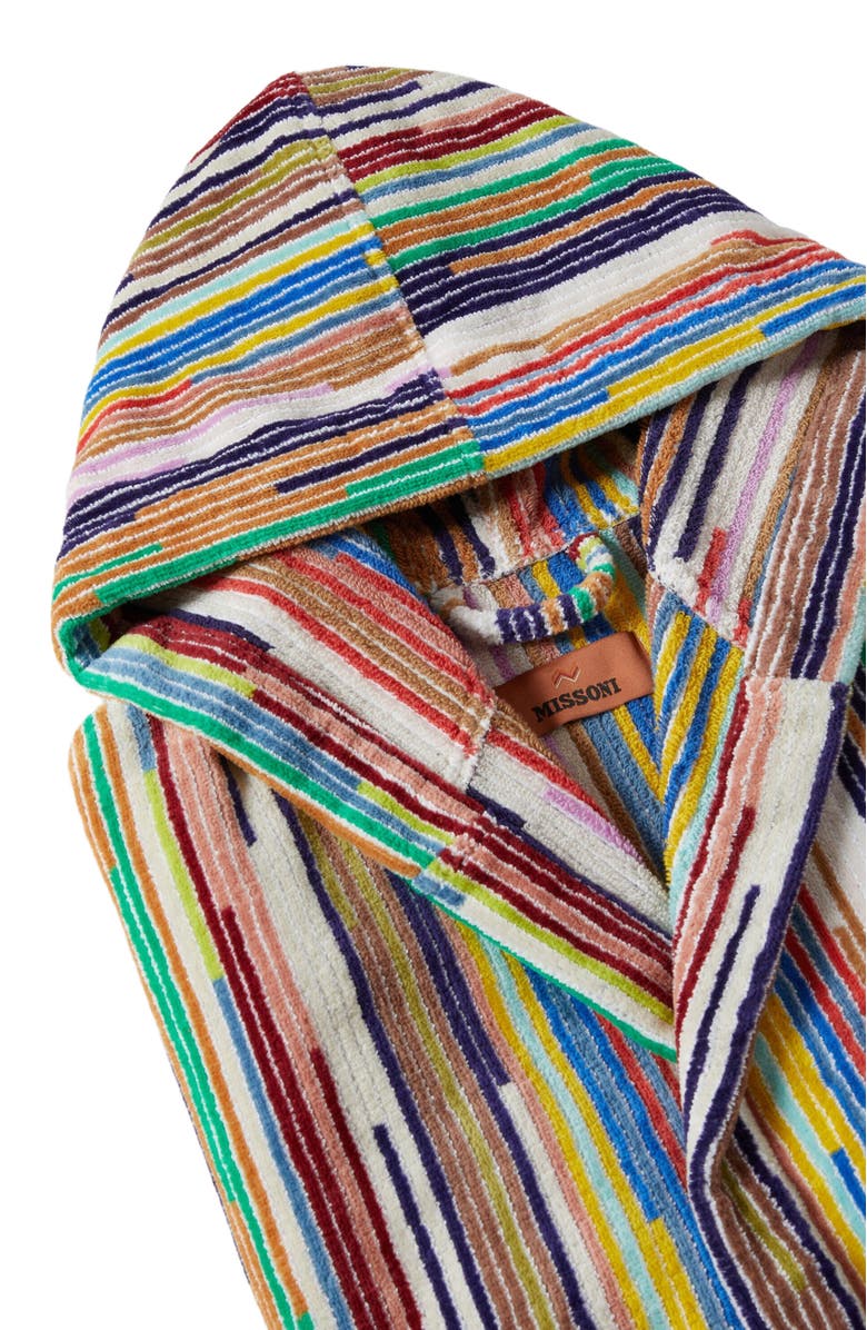 Missoni Home Melody Bathrobe In Cotton Terry With Vertical Stripes, Alternate, color, Black