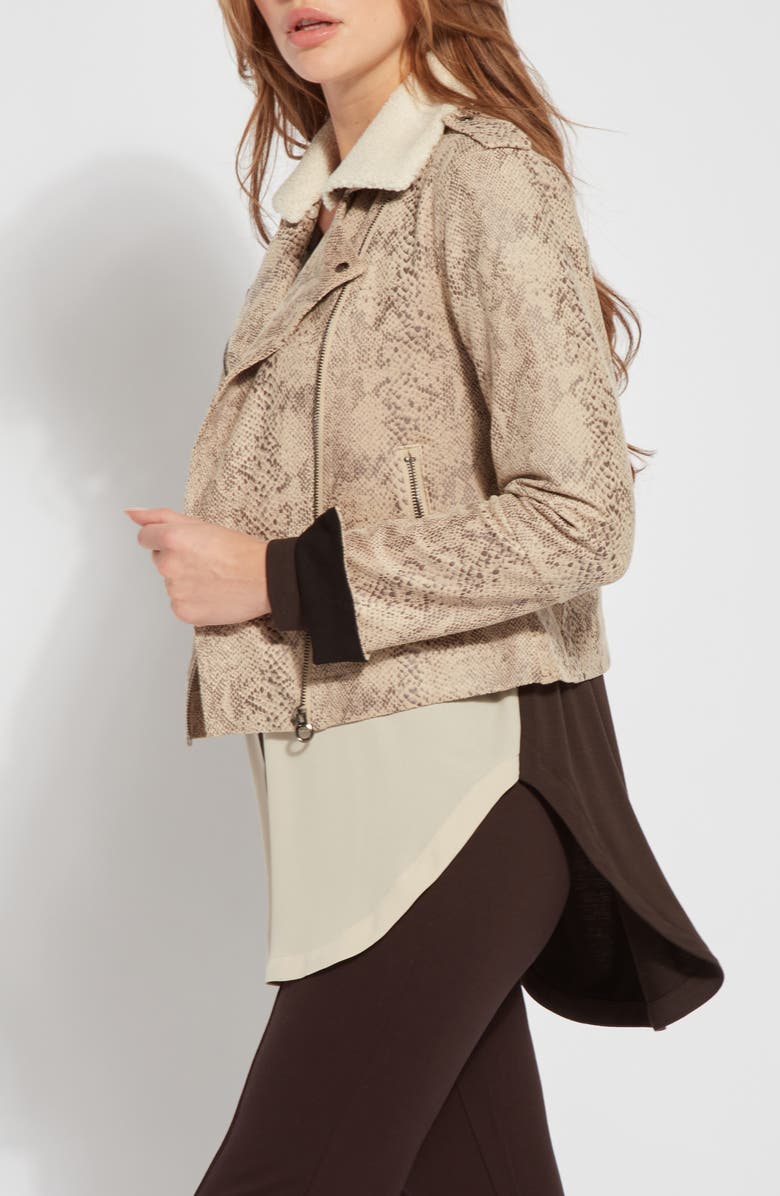 Lysse Rosalind Detachable Faux Shearling Collar Crop Jacket, Alternate, color, Rock Snake