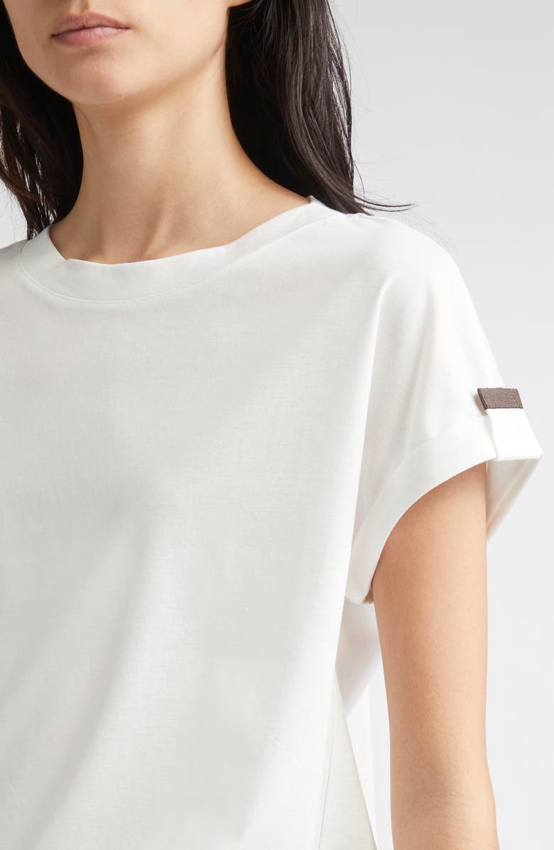 Eleventy Grosgrain Loop Detail T-Shirt, Alternate, color, 01 White