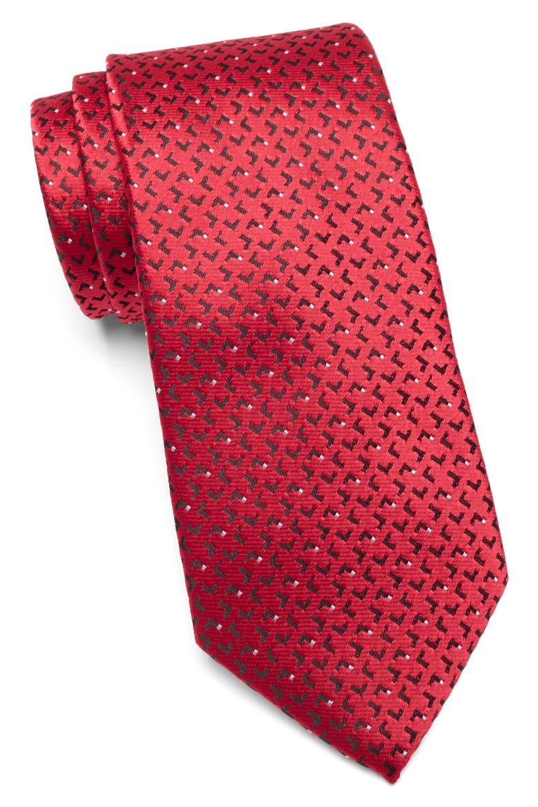 Texture Satin Tie, Main, color, RED