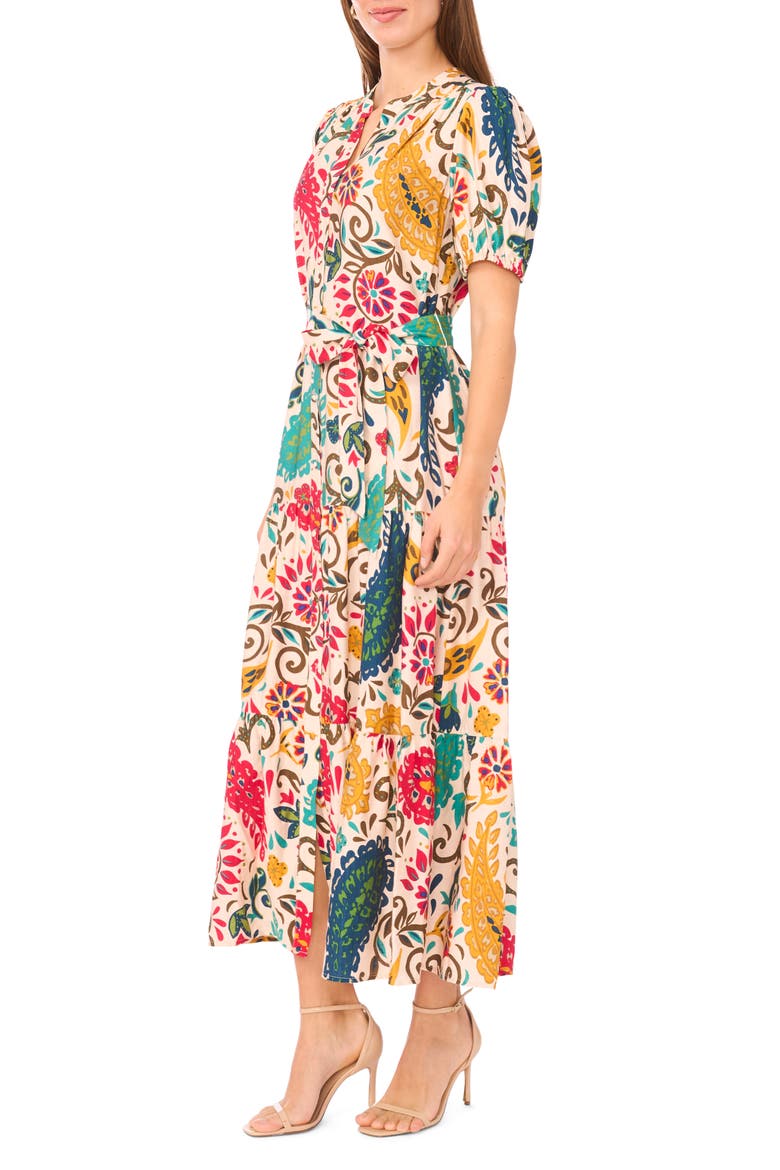Short Sleeve Tie Waist Maxi Dress, Alternate, color, GOLDEN YELLOW