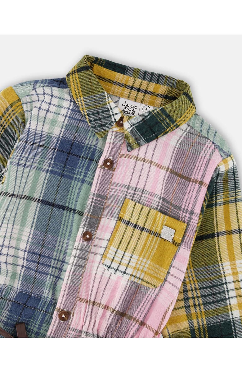 Deux par Deux Shirt Dress with Belt, Alternate, color, Green, Pink And Yellow