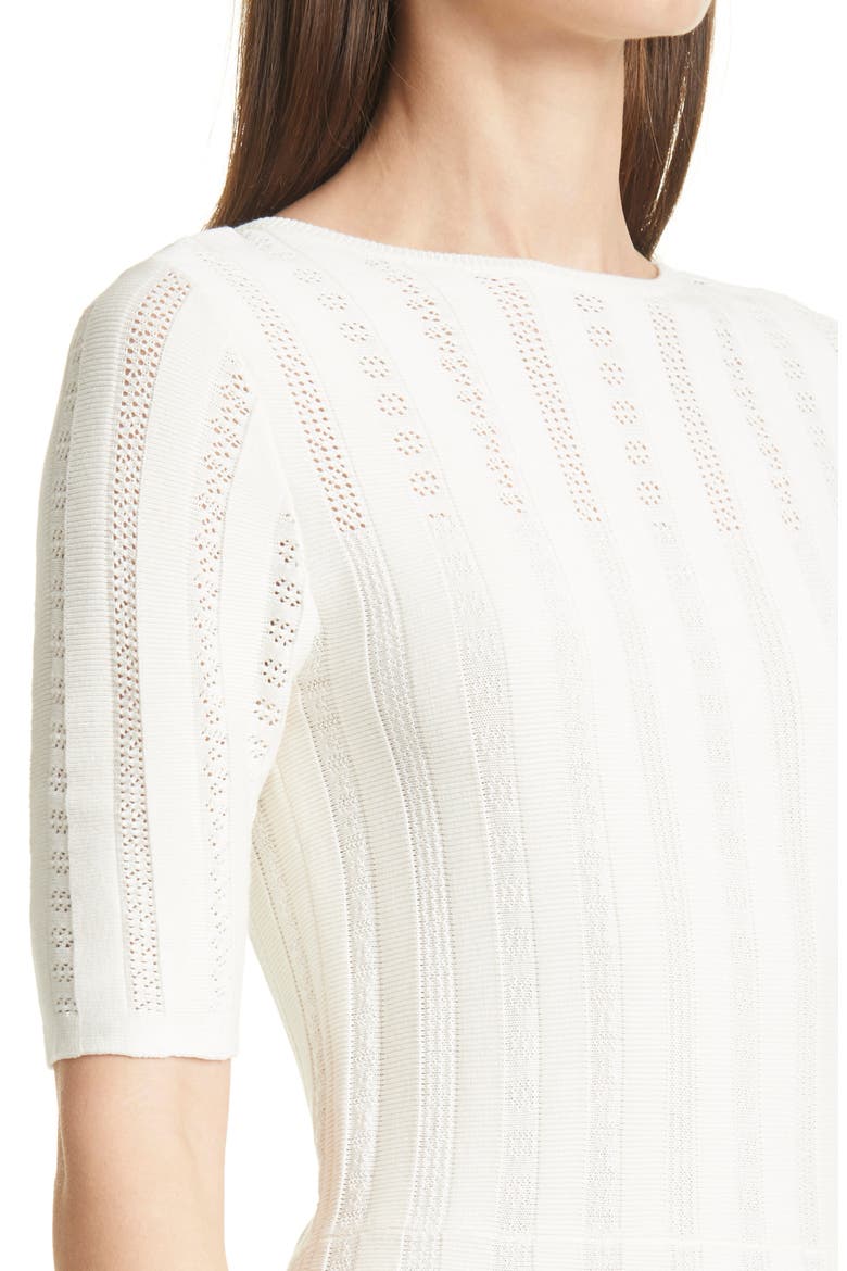 C Feli Pointelle Fit & Flare Sweater Dress, Alternate, color, SOFT CREAM