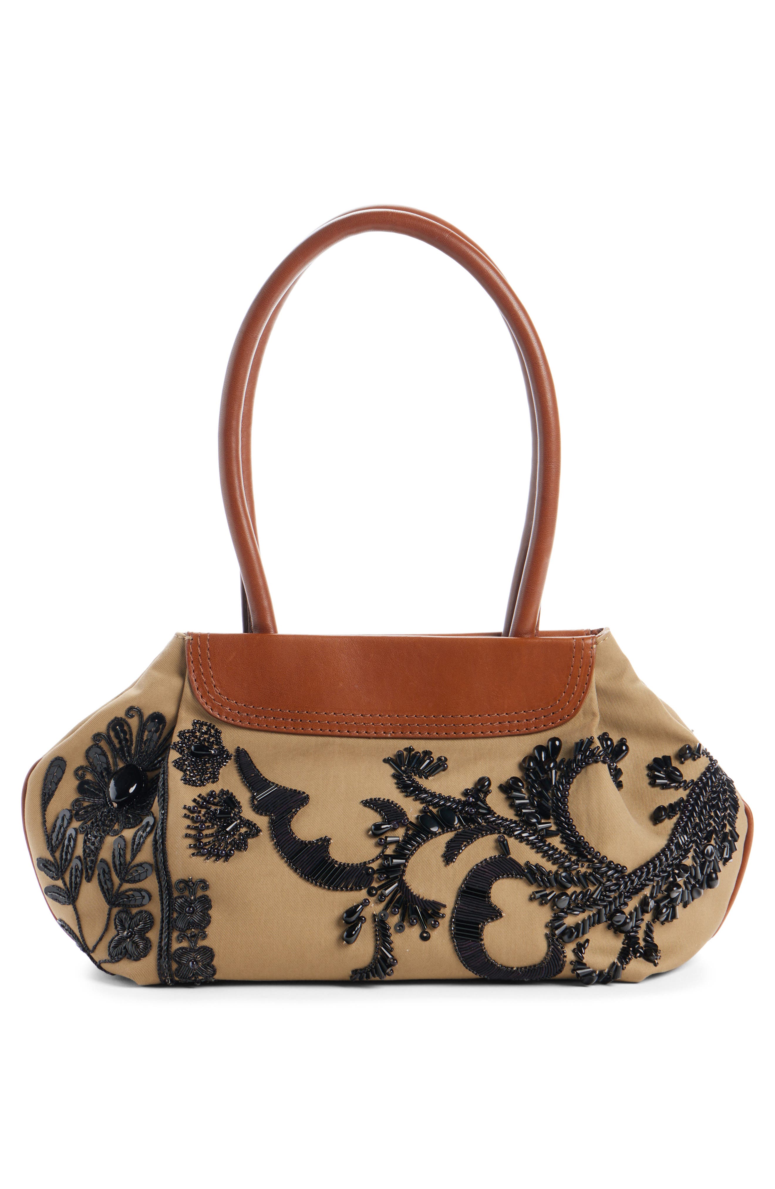Dries Van Noten Mini Embroidered Satchel Bag, Alternate, color, 102 Camel