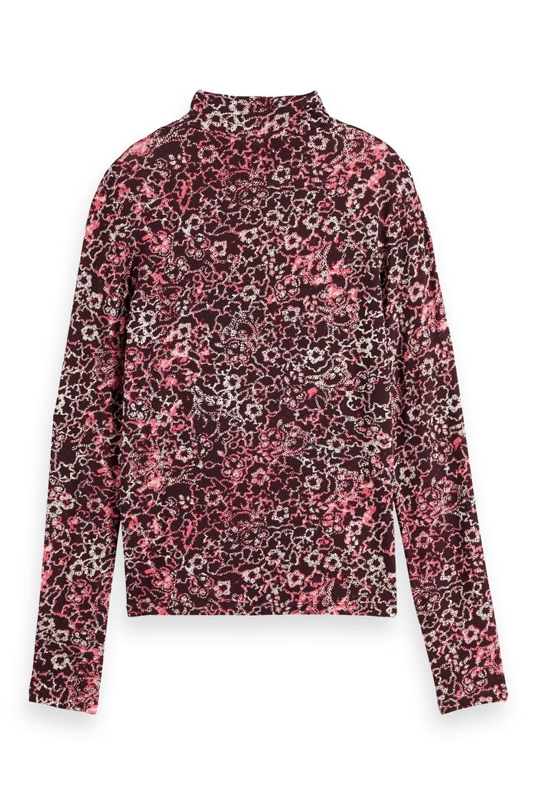 Print Mock Neck Top, Alternate, color, SHIBORI FLORAL PINK