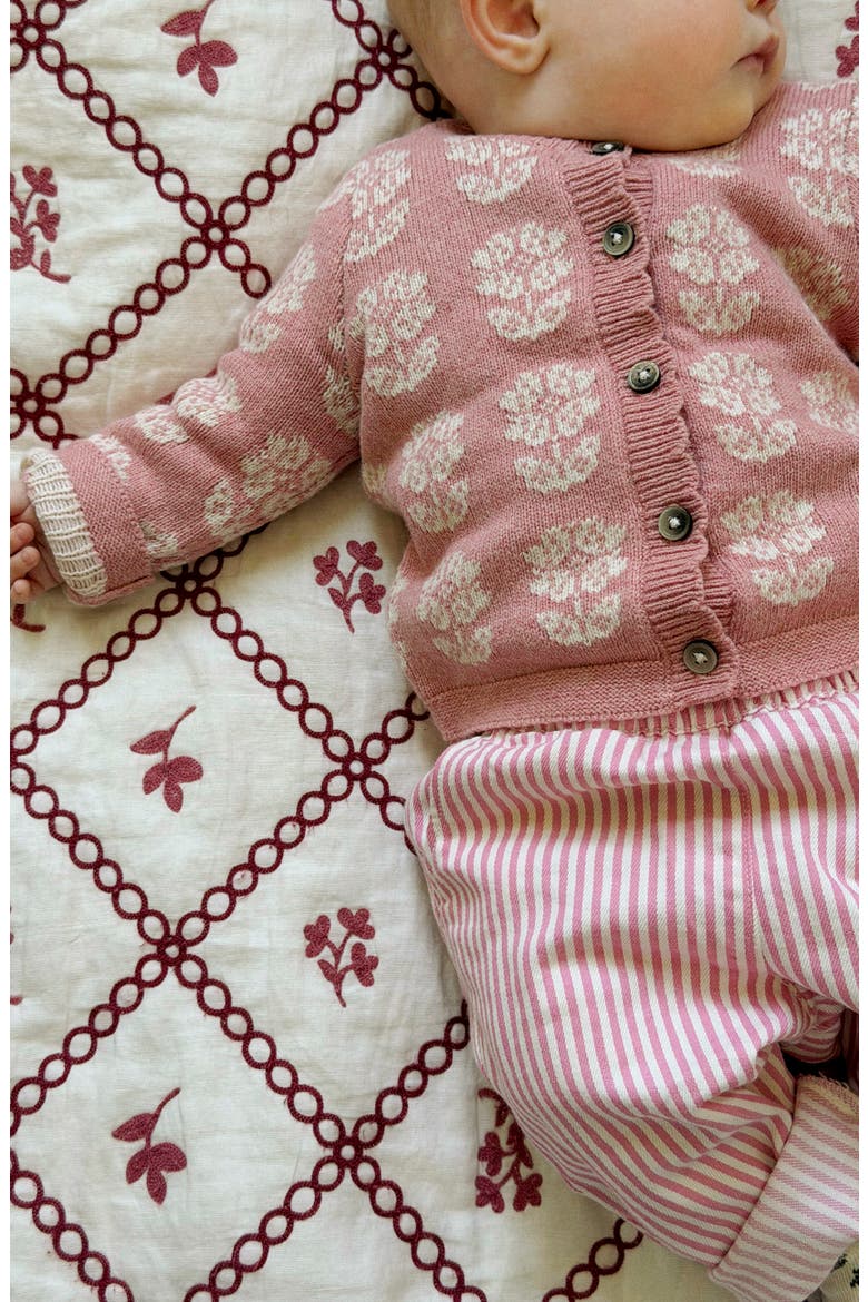Kids' Fair Isle Cardigan, Alternate, color, PINK HEATHER MARL