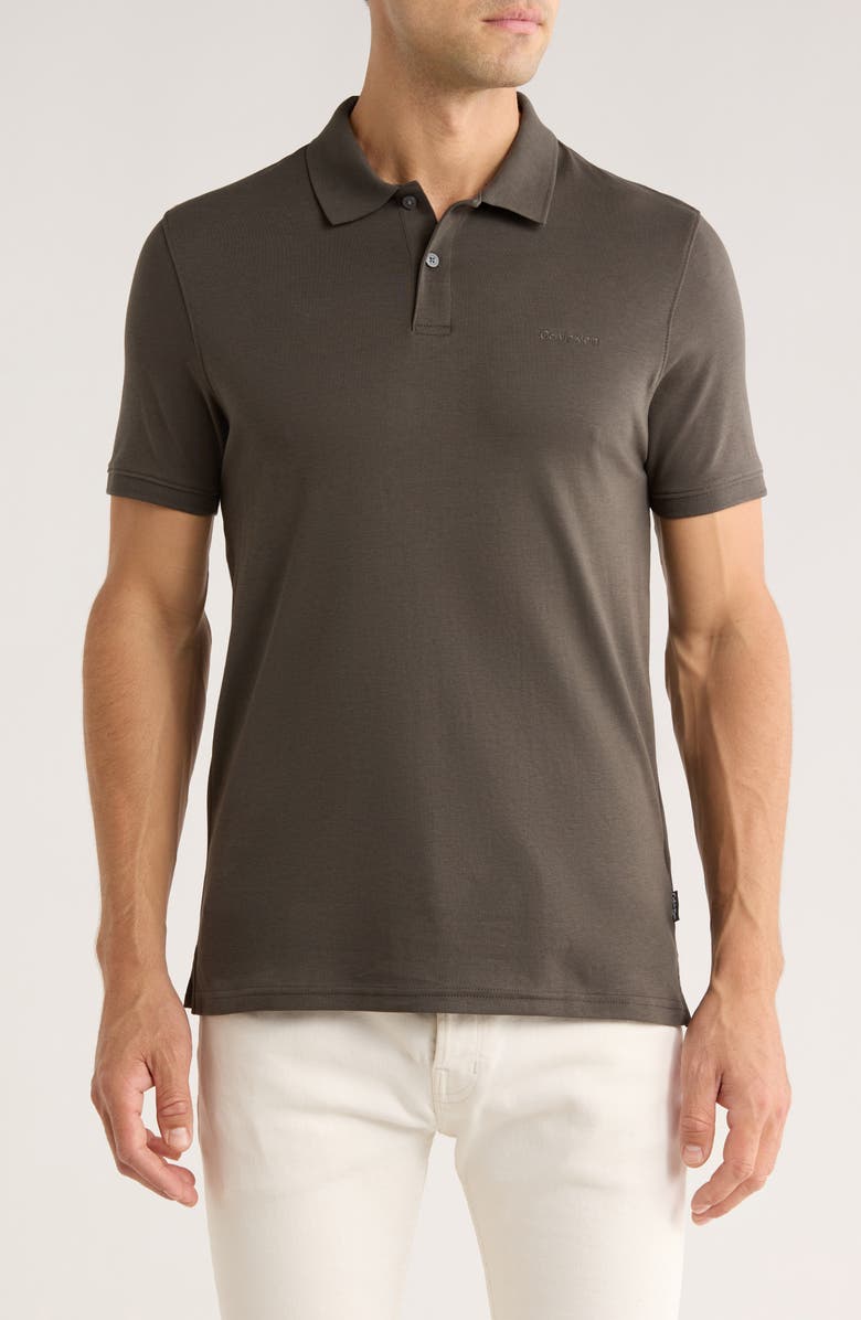Calvin Klein Liquid Touch Interlock Cotton Polo, Main, color, Beluga