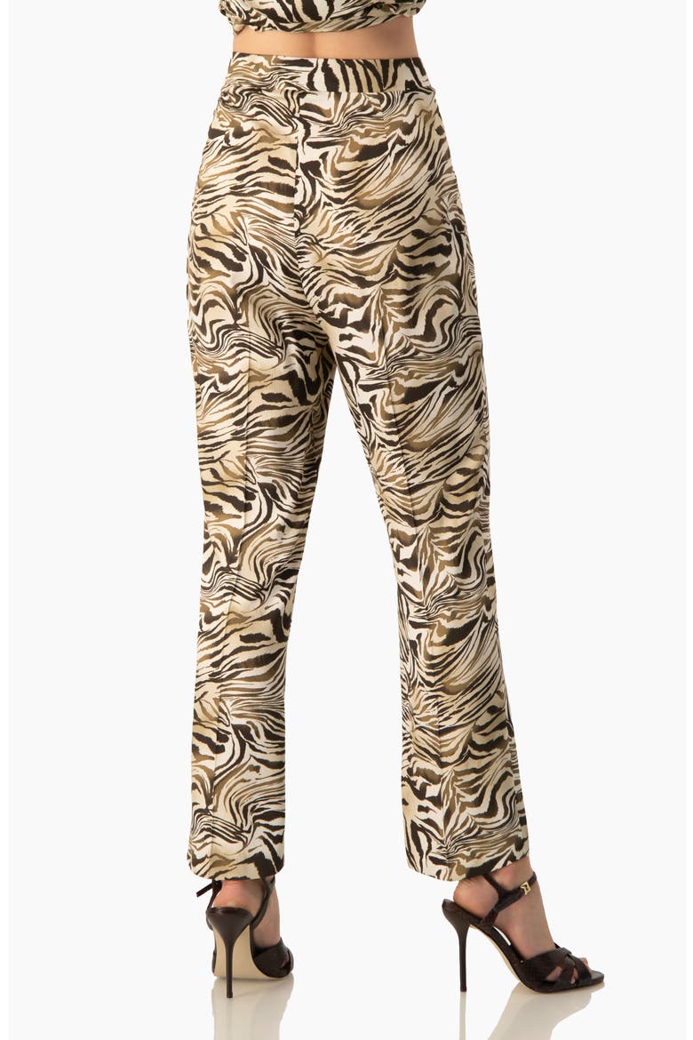 Zebra Print Straight-Leg, High-Waist Ankle-Length Pants, Alternate, color, Olive Green