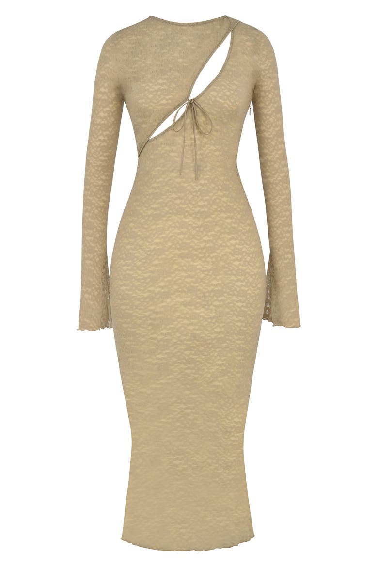 Giovanna Floral Lace Long Sleeve Body-Con Dress, Alternate, color, STONE