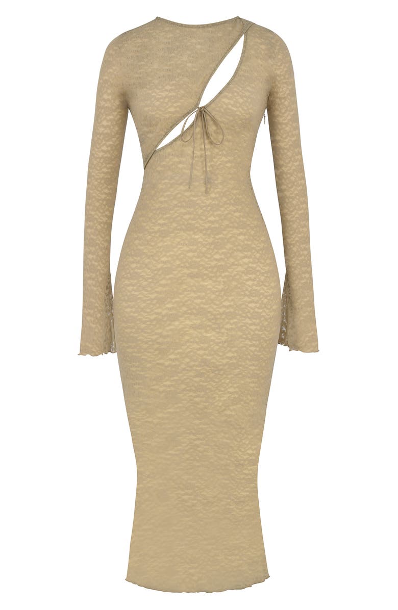 HOUSE OF CB Giovanna Floral Lace Long Sleeve Body-Con Dress, Alternate, color, Stone