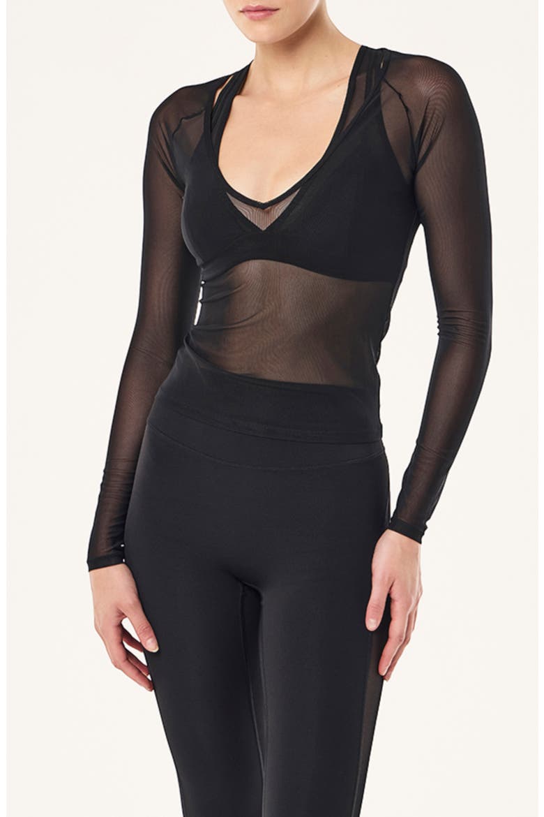 All Out Mesh Long Sleeve Top, Main, color, BLACK