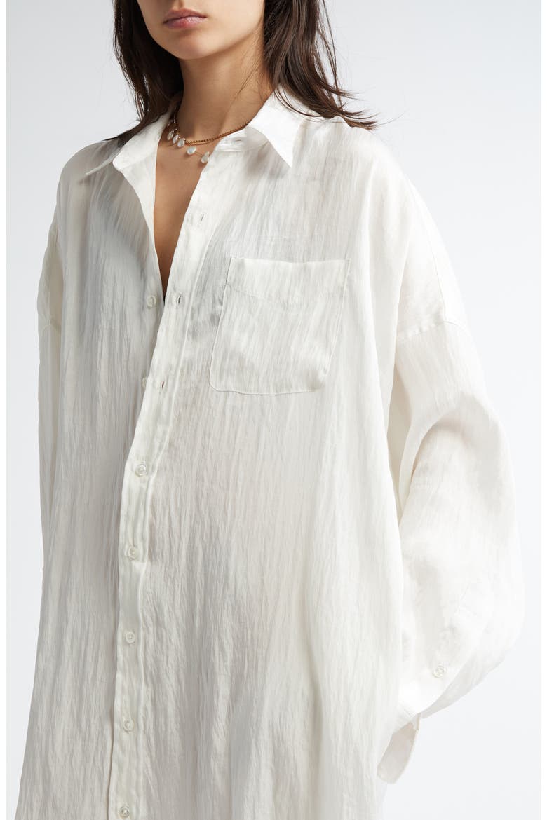 Jumbo Long Sleeve Shirtdress, Alternate, color, WHITE