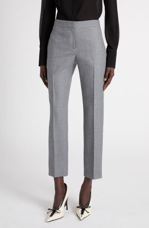 Striped Wool Cigarette Trousers