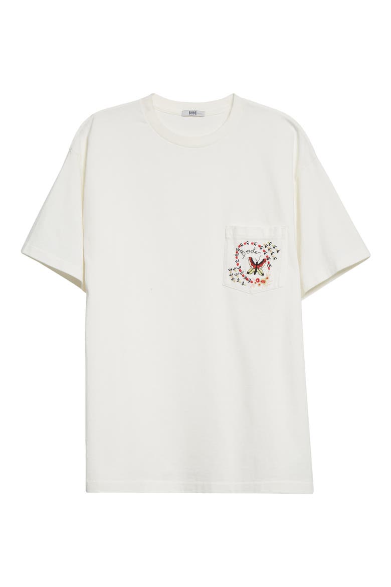 Leafwing Embroidered Pocket Cotton T-Shirt, Alternate, color, WHITE