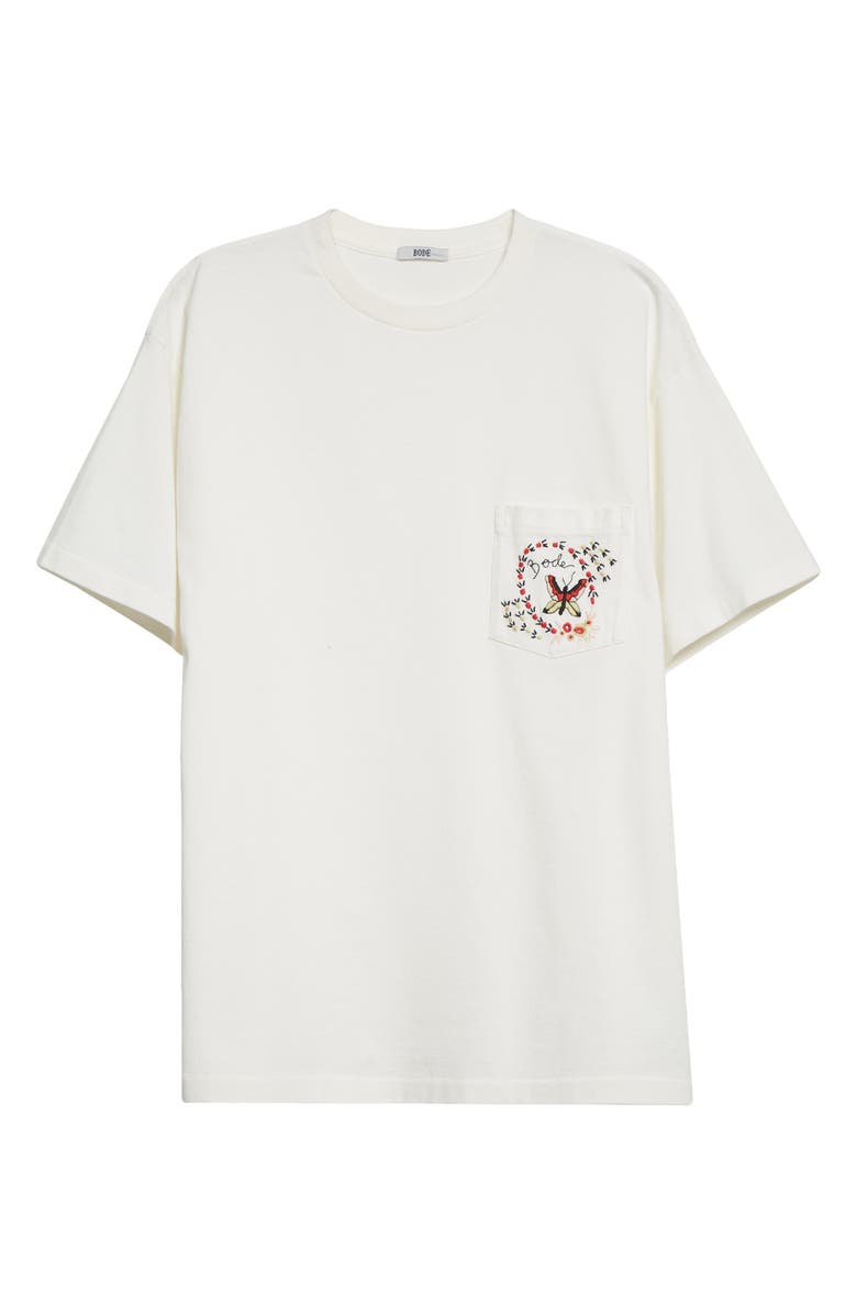 Bode Leafwing Embroidered Pocket Cotton T-Shirt, Alternate, color, 