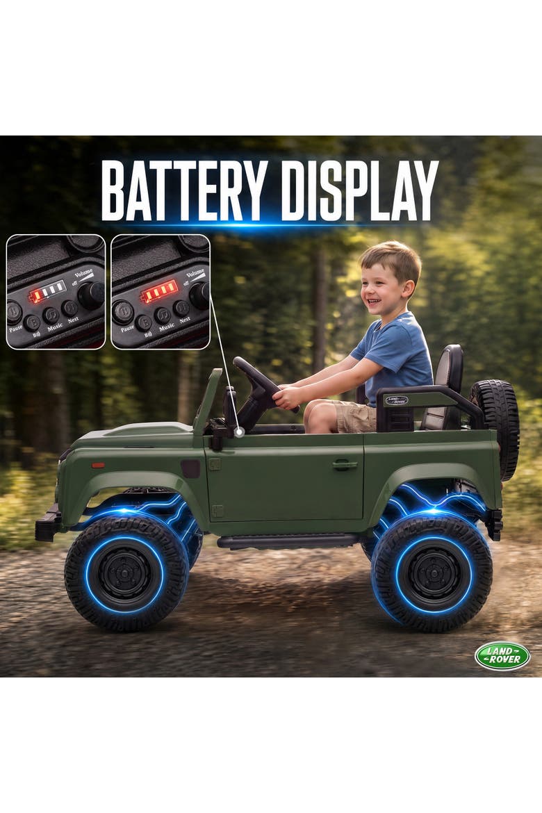 12V Electric Car for Kids Aged 3+ Years, Licensed Land Rover Defender Toddler Ride on Car w/ Remote Control, Alternate, color, green
